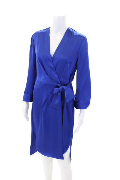 Badgley Mischka Womens V-neck 3/4 Sleeve Wrap Dress Ink Blue Size S