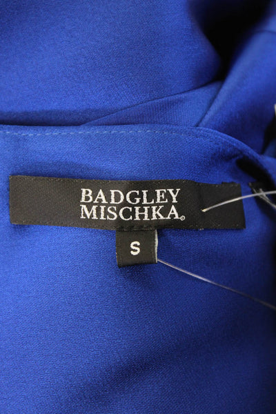Badgley Mischka Womens V-neck 3/4 Sleeve Wrap Dress Ink Blue Size S