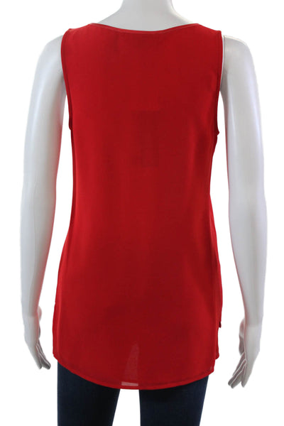 Badgley Mischka Womens Scoop Neck Sleeveless Layered Blouse Top Red Size XS