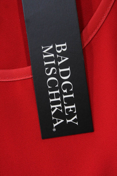 Badgley Mischka Womens Scoop Neck Sleeveless Layered Blouse Top Red Size XS