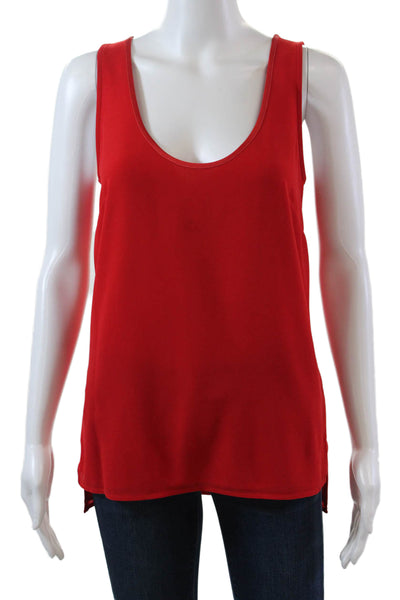 Badgley Mischka Womens Scoop Neck Sleeveless Layered Blouse Top Red Size M