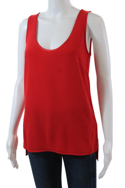 Badgley Mischka Womens Scoop Neck Sleeveless Layered Blouse Top Red Size M