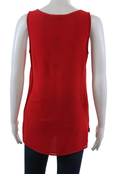 Badgley Mischka Womens Scoop Neck Sleeveless Layered Blouse Top Red Size M