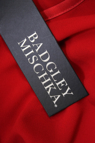 Badgley Mischka Womens Scoop Neck Sleeveless Layered Blouse Top Red Size M