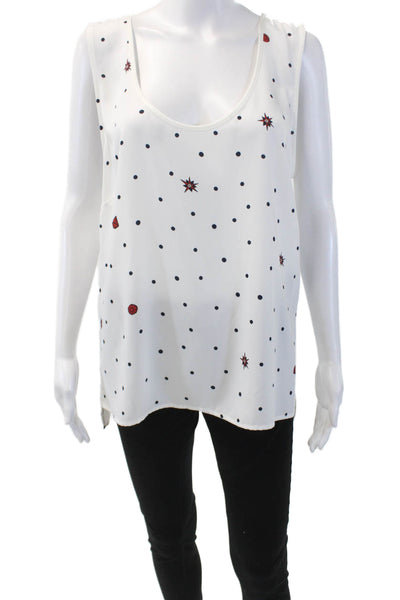 Badgley Mischka Womens Printed Scoop Neck Sleeveless Blouse Top White Size XL