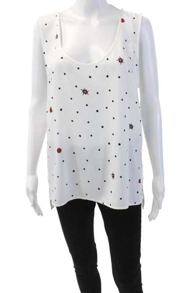Badgley Mischka Womens Printed Scoop Neck Sleeveless Blouse Top White Size XL