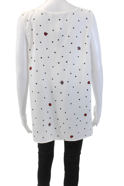 Badgley Mischka Womens Printed Scoop Neck Sleeveless Blouse Top White Size XL