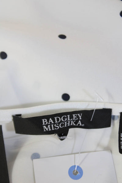 Badgley Mischka Womens Printed Scoop Neck Sleeveless Blouse Top White Size XL
