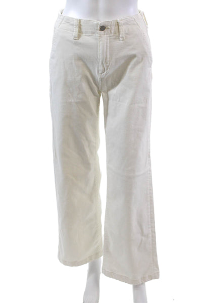 Paige Womens Cotton Zip Wide Leg Light Washed Jeans White Size EUR 25