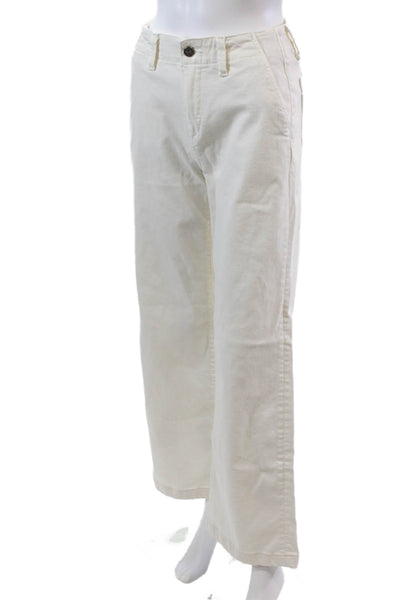 Paige Womens Cotton Zip Wide Leg Light Washed Jeans White Size EUR 25