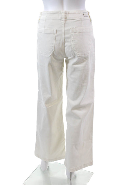 Paige Womens Cotton Zip Wide Leg Light Washed Jeans White Size EUR 25