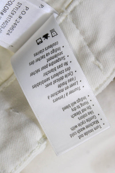 Paige Womens Cotton Zip Wide Leg Light Washed Jeans White Size EUR 25