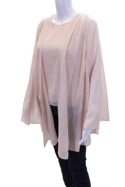 Badgley Mischka Womens Scoop Neck Sleeveless Layer Cape Blouse Top Blush Size M