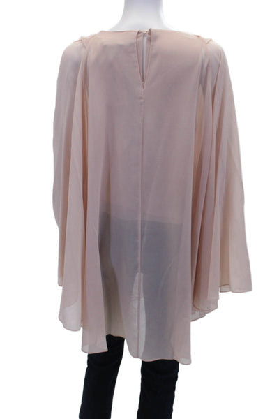 Badgley Mischka Womens Scoop Neck Sleeveless Layer Cape Blouse Top Blush Size M