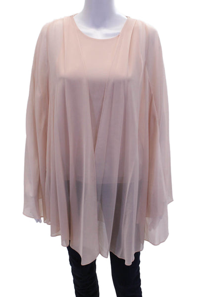 Badgley Mischka Womens Scoop Neck Sleeveless Layer Cape Blouse Top Blush Size XS
