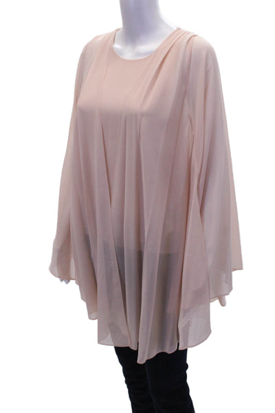 Badgley Mischka Womens Scoop Neck Sleeveless Layer Cape Blouse Top Blush Size XS