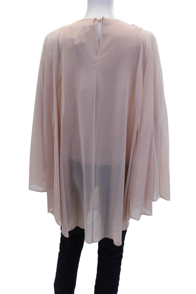 Badgley Mischka Womens Scoop Neck Sleeveless Layer Cape Blouse Top Blush Size XS