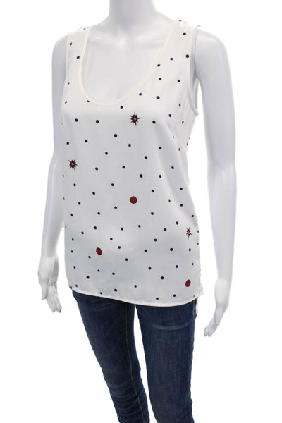 Badgley Mischka Womens Modele BST1438 Ivory Multi Graphic Top White Size S