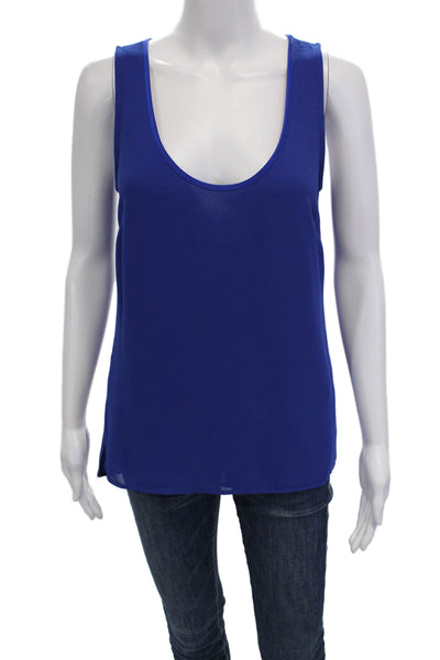 Badgley Mischka Womens Layered Scoop Neck Tank Top Blouse Ink Blue Size XS