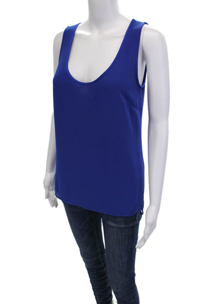 Badgley Mischka Womens Layered Scoop Neck Tank Top Blouse Ink Blue Size XS
