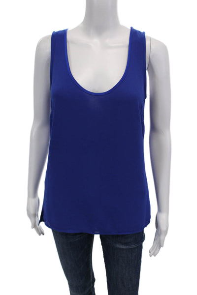 Badgley Mischka Womens Layered Scoop Neck Tank Top Blouse Ink Blue Size M