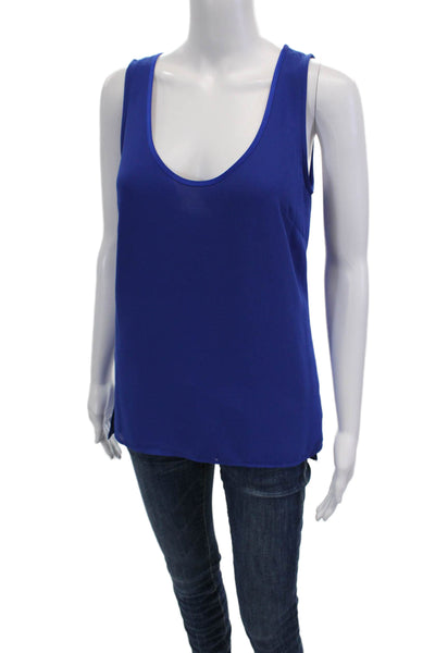 Badgley Mischka Womens Layered Scoop Neck Tank Top Blouse Ink Blue Size M