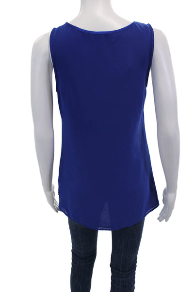 Badgley Mischka Womens Layered Scoop Neck Tank Top Blouse Ink Blue Size M