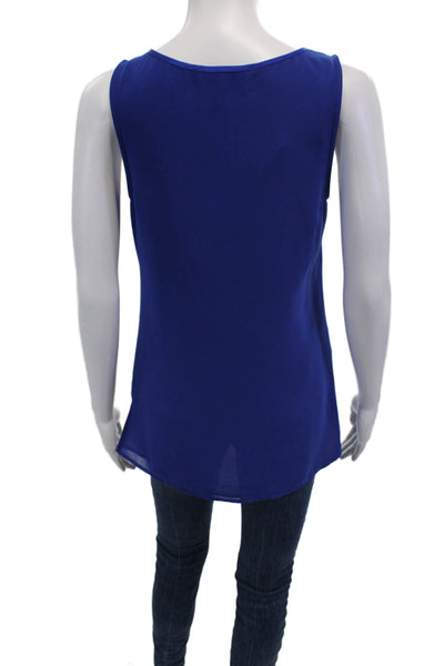 Badgley Mischka Womens Layered Scoop Neck Tank Top Blouse Ink Blue Size L