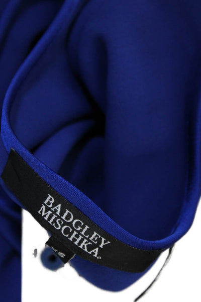 Badgley Mischka Womens Layered Scoop Neck Tank Top Blouse Ink Blue Size L