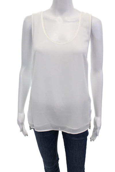 Badgley Mischka Womens Layered Scoop Neck Puulover Tank Top Blouse Ivory Size M