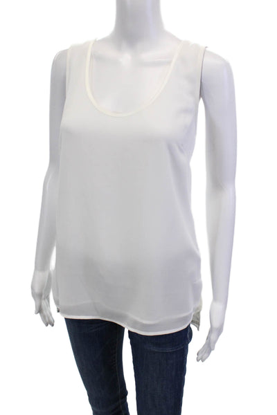 Badgley Mischka Womens Layered Scoop Neck Puulover Tank Top Blouse Ivory Size M