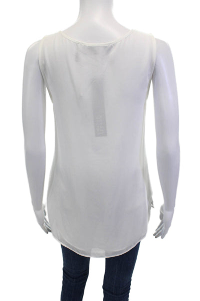 Badgley Mischka Womens Layered Scoop Neck Puulover Tank Top Blouse Ivory Size M