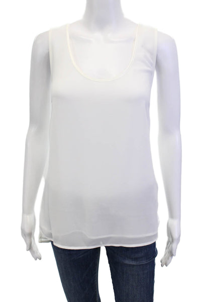 Badgley Mischka Womens Layered Scoop Neck Pullover Tank Top Blouse Ivory Size L