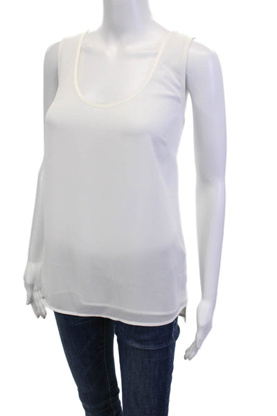 Badgley Mischka Womens Layered Scoop Neck Pullover Tank Top Blouse Ivory Size L