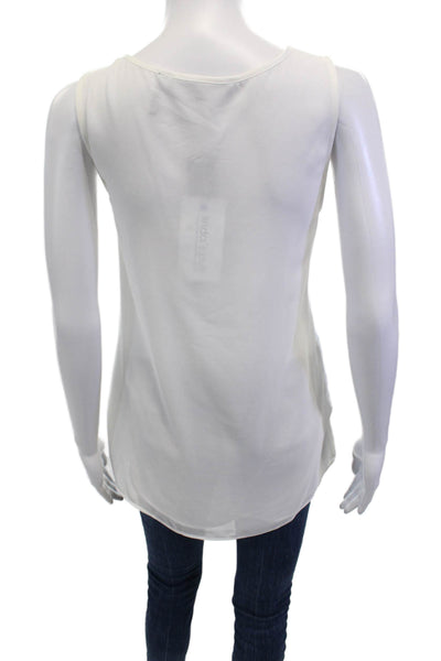 Badgley Mischka Womens Layered Scoop Neck Pullover Tank Top Blouse Ivory Size L