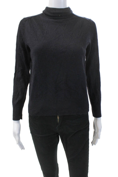 COS Womens Long Sleeve Turtleneck Sweater Navy Blue Wool Size Medium