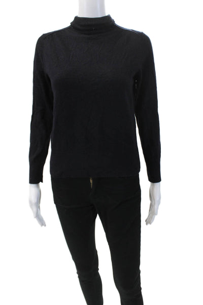 COS Womens Long Sleeve Turtleneck Sweater Navy Blue Wool Size Medium
