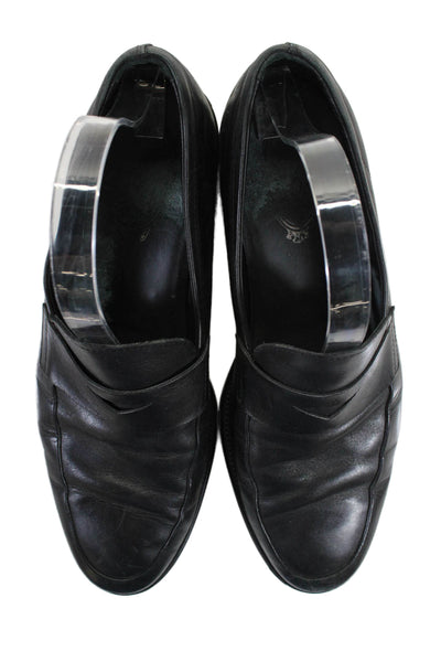 Tods Mens Leather Classic Penny Loafer Slip On Dress Shoes Solid Black Size 8