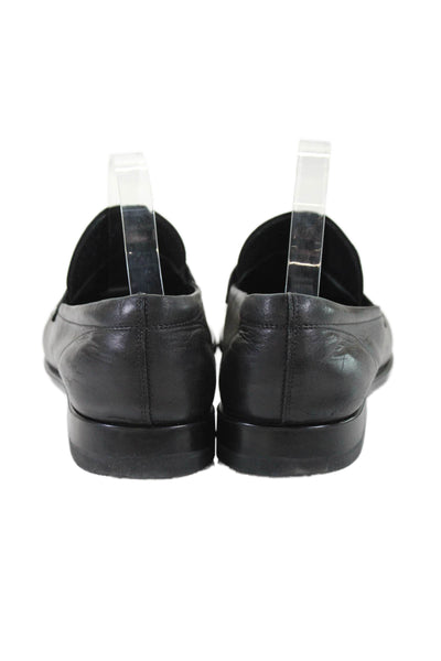 Tods Mens Leather Classic Penny Loafer Slip On Dress Shoes Solid Black Size 8