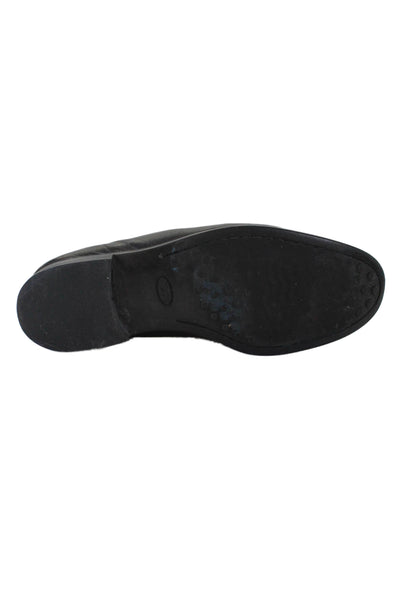 Tods Mens Leather Classic Penny Loafer Slip On Dress Shoes Solid Black Size 8