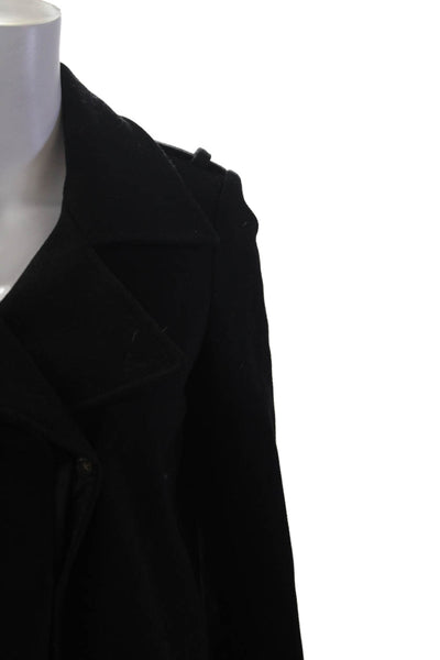 Gryphon New York Womens Wool Button Detailed Collared Coat Black Size XS