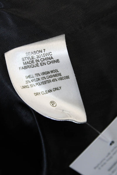 Gryphon New York Womens Wool Button Detailed Collared Coat Black Size XS