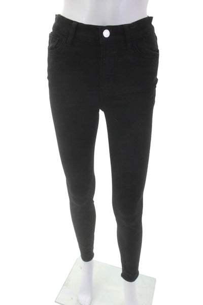Frame Womens Cotton High Rise Skinny Leg Denim Jeans Solid Black Size 25