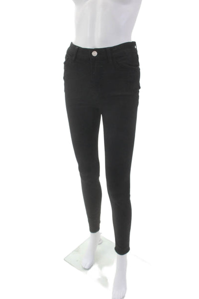 Frame Womens Cotton High Rise Skinny Leg Denim Jeans Solid Black Size 25