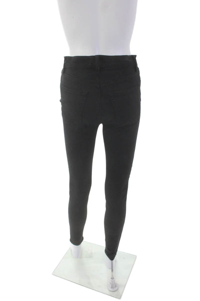 Frame Womens Cotton High Rise Skinny Leg Denim Jeans Solid Black Size 25