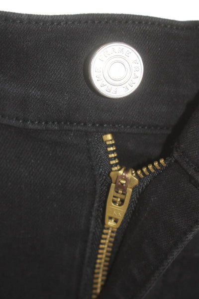 Frame Womens Cotton High Rise Skinny Leg Denim Jeans Solid Black Size 25