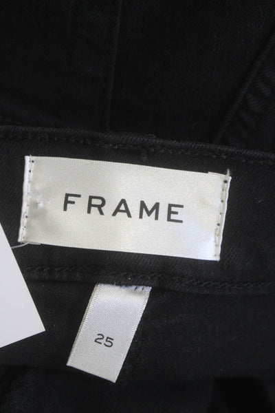 Frame Womens Cotton High Rise Skinny Leg Denim Jeans Solid Black Size 25
