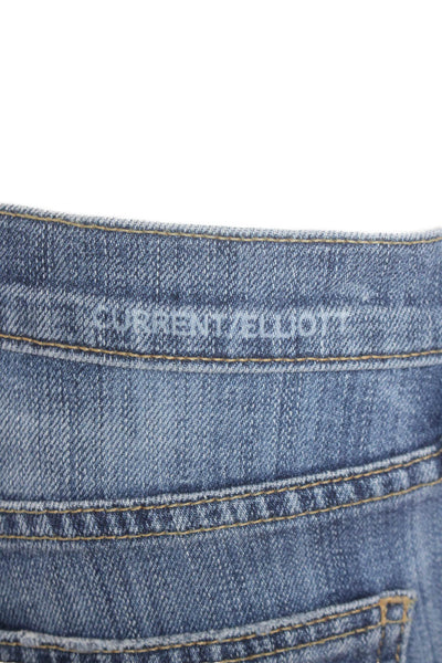 Current/Elliott Womens High Rise Distress Medium Wash Flare Leg Jeans Size 24