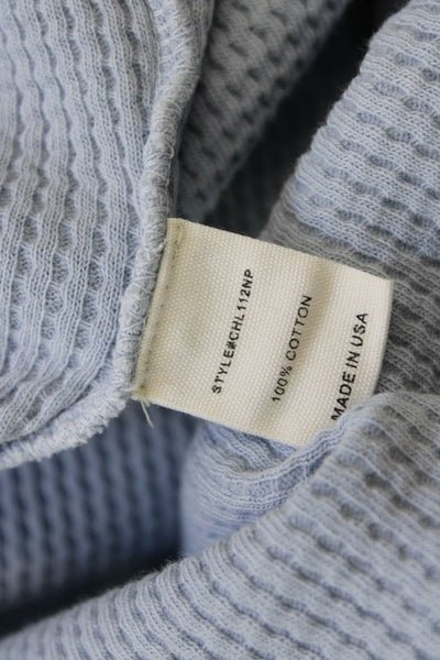 Christina Lehr Womens Cotton Waffle Knit Pullover Thermal Hoodie Blue Size 1