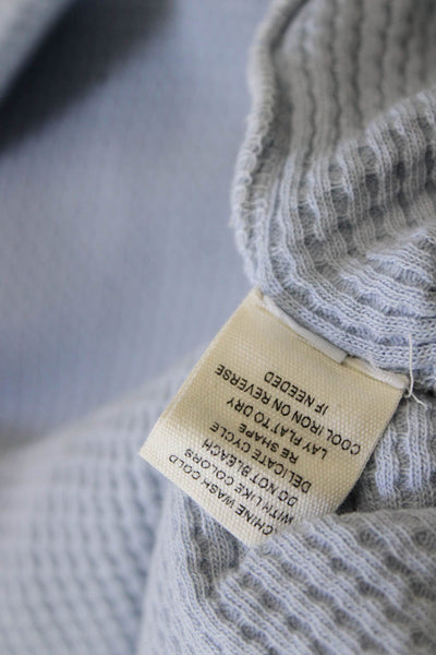 Christina Lehr Womens Cotton Waffle Knit Pullover Thermal Hoodie Blue Size 1